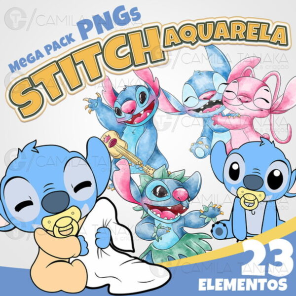 Kit Digital Png Stitch Aquarela (pague 1 Leve 3)