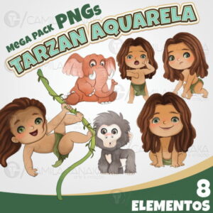 Kit Digital Png Tarzan Aquarela (pague 1 Leve 3)
