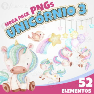 Kit Digital Png Unicornio Aquarela 3 (pague 1 Leve 3)