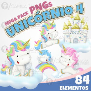 Kit Digital Png Unicornio Aquarela 4 (pague 1 Leve 3)