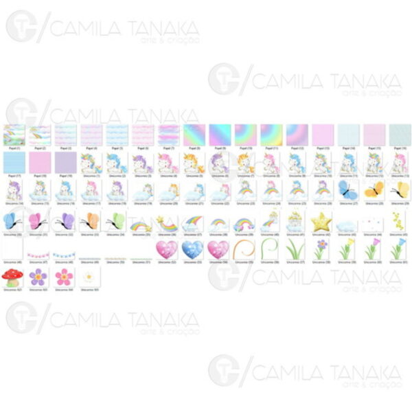 Kit Digital Png Unicornio Aquarela 4 (pague 1 Leve 3) - Imagem 2