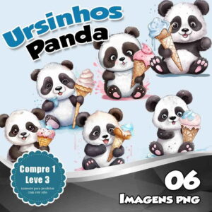 Kit Digital Png Ursinhos Panda- Compre 1 Leve 3