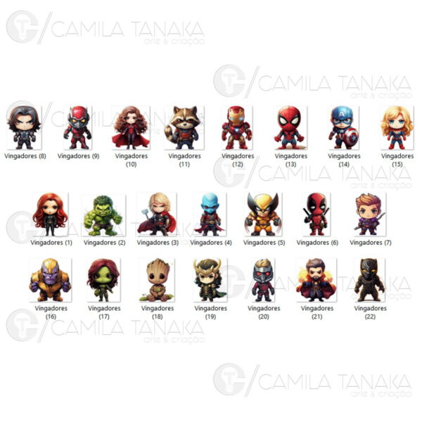 Kit Digital Png Vingadores Aquarela Cute 3 (pague 1 Leve 3) - Imagem 2