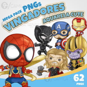 Kit Digital Png Vingadores Aquarela Cute (pague 1 Leve 3)