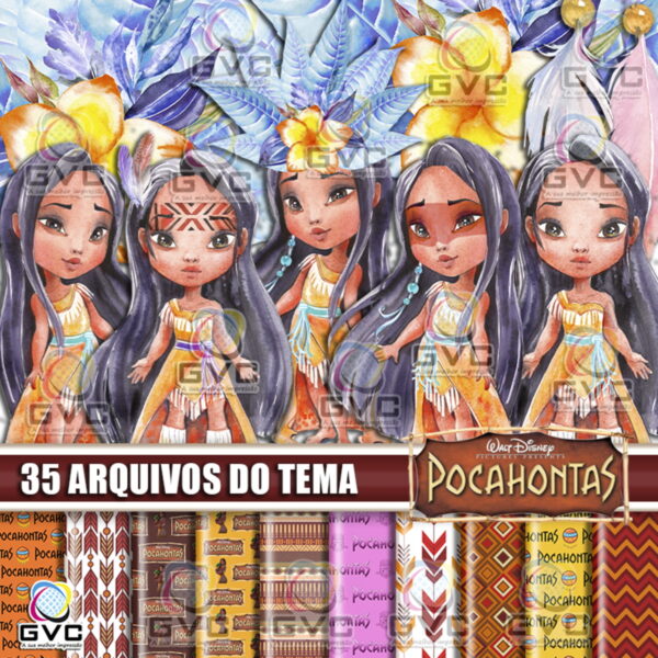 Kit Digital Pocahontas Aquarela