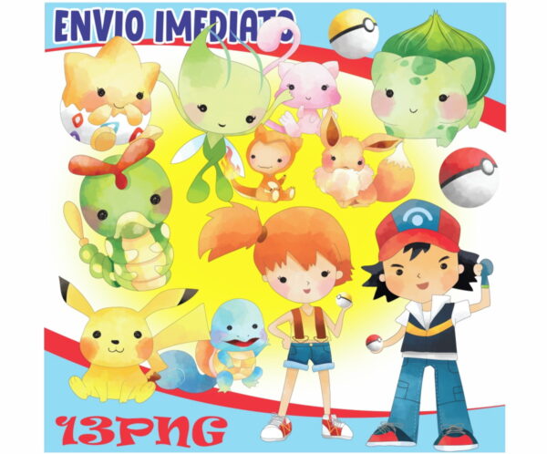 Kit Digital Pokemon Cute Aquarela
