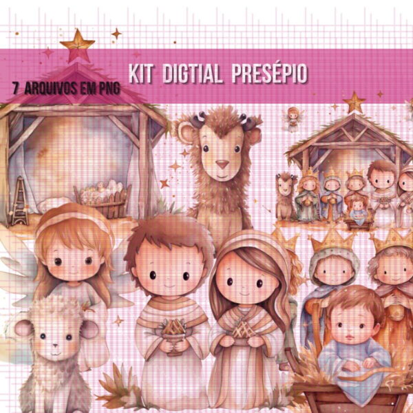 Kit Digital Presépio Aquarela Exclusivo