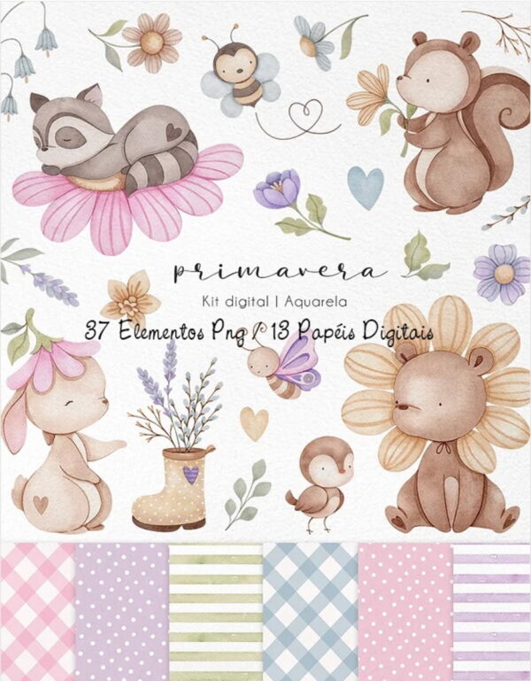 Kit Digital - Primavera Aquarela