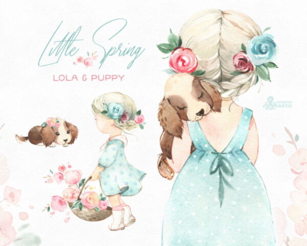 Kit Digital Primavera Aquarela - Lola e Mia-compre 1 Leve 5 - Image 3