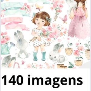 Kit Digital Primavera Aquarela - Lola e Mia-compre 1 Leve 5