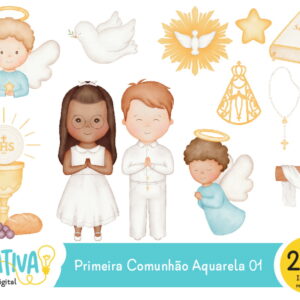 Kit Digital - Primeira Comunhão Aquarela 01