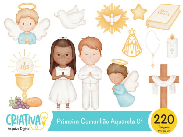Kit Digital - Primeira Comunhão Aquarela 01
