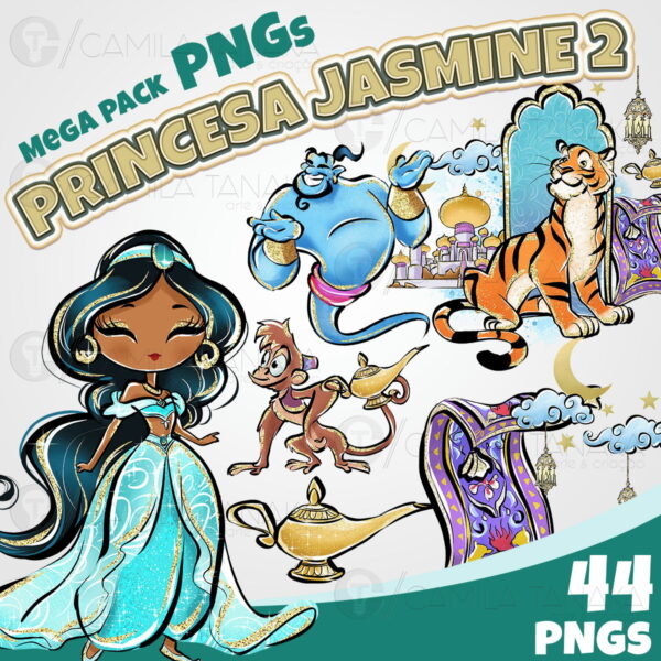 Kit Digital Princesa Jasmine Aquarela 2 (pague 1 Leve 3)