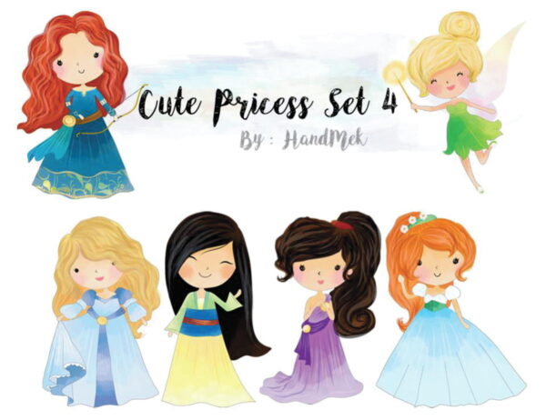Kit digital princesas 02 aquarelado