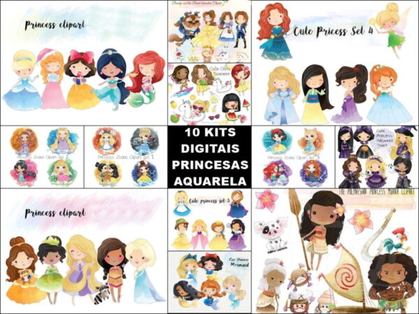 kit digital PRINCESAS AQUARELA