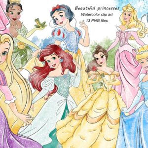 Kit Digital Princesas Aquarela