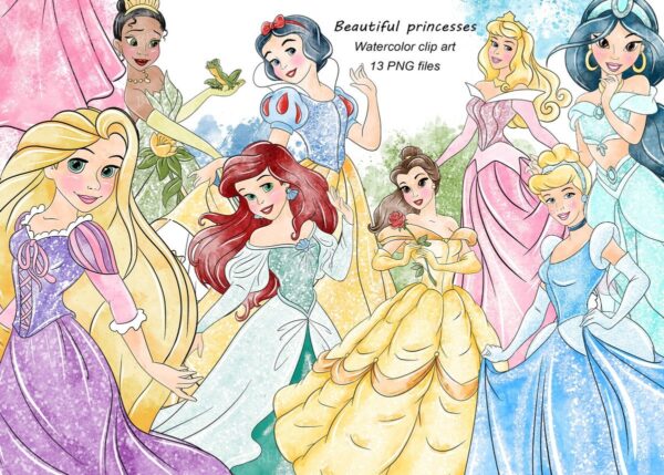 Kit Digital Princesas Aquarela