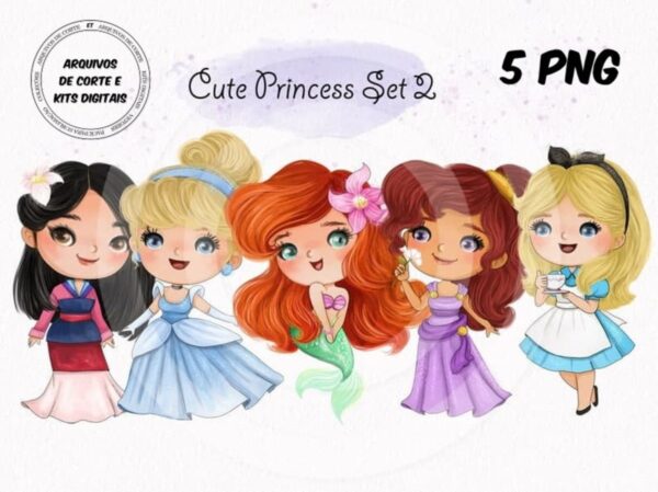 #045 Kit Digital Princesas Aquarela