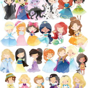 Kit Digital Princesas Aquarela
