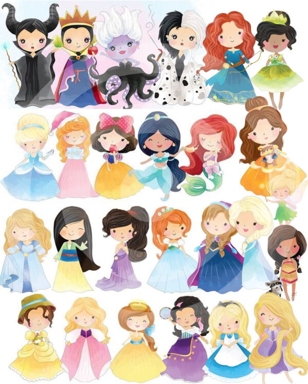 Kit Digital Princesas Aquarela