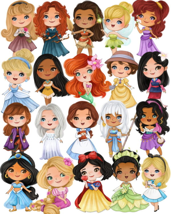 Kit Digital Princesas Aquarela Cute