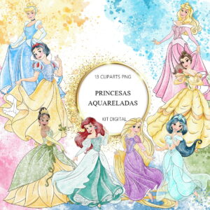 Kit Digital Princesas Aquarela