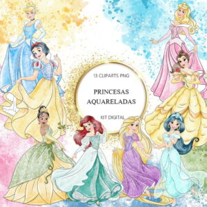 Kit Digital Princesas Aquarela Png 002 Compre 1 Leve 2