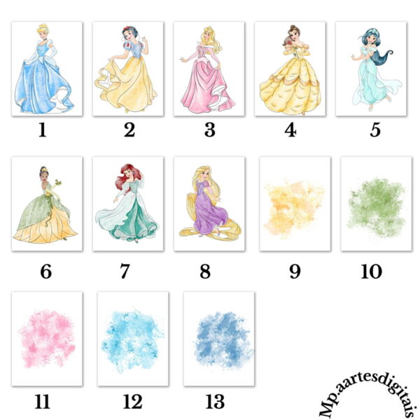 Kit Digital Princesas Aquarela Png 002 Compre 1 Leve 2 - Image 2