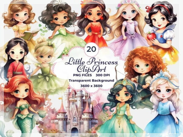 Kit Digital Princesas Aquarela