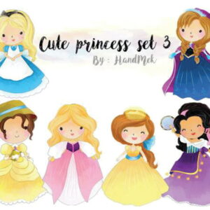 Kit digital princesas aquarelado 01