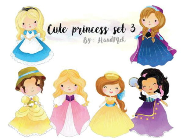 Kit digital princesas aquarelado 01