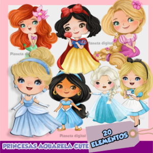 Kit Digital Princesas Cute (aquarela) #02
