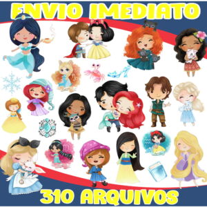 Kit Digital Princesas Cute Aquarela