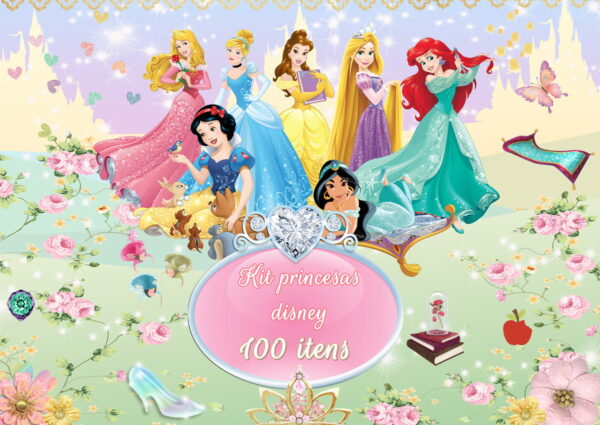 Kit Digital Princesas Disney - 100 Itens