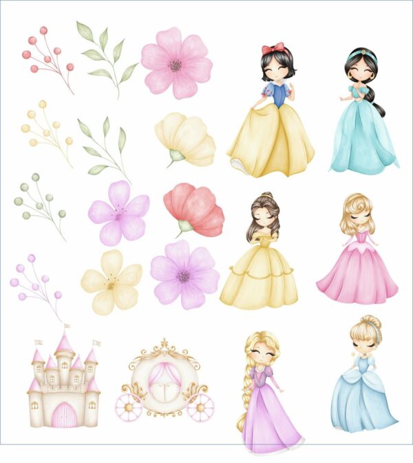 Kit Digital Princesas Disney Aquarela - Image 2