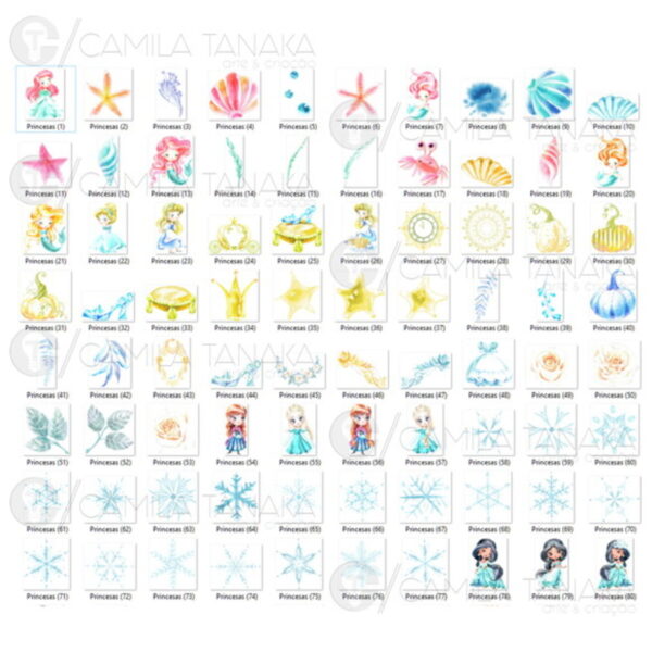 Kit Digital Princesas Disney Aquarela (pague 1 Leve 3) - Image 4