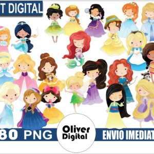 Kit Digital Princesas Disney Aquarela
