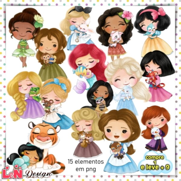 Kit Digital Princesas Disney Baby Aquarela
