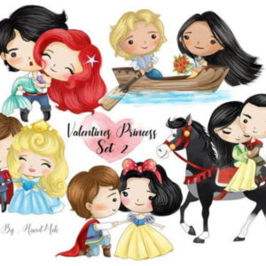kit Digital Princesas Namorados Aquarela PNG- Scrapbook