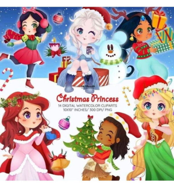 kit Digital Princesas Natal PNG- Scrapbook