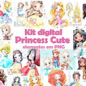 Kit digital princess cute aquarela