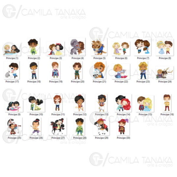 Kit Digital Principe Disney Aquarela Cute (pague 1 Leve 3) - Image 2