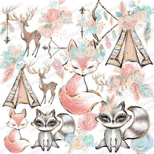 Kit Digital Raposinha Boho Aquarela