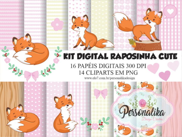 Kit Digital Raposinha Cute Premium