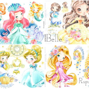 KIT DIGITAL PRINCESAS AQUARELA