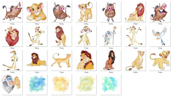 Kit Digital Rei Leão Aquarela - Imagem 2