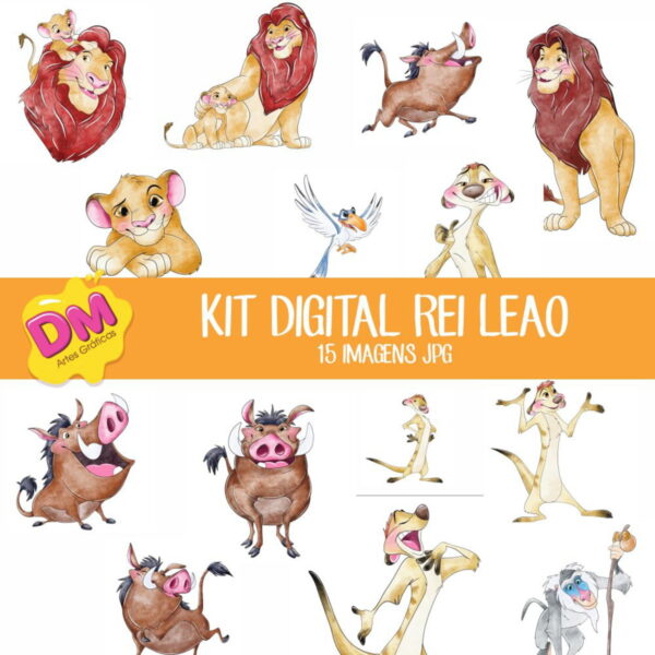 Kit Digital Rei Leão Aquarela - Image 2