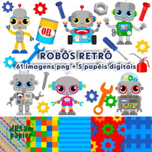 Kit Digital Robôs Retrô