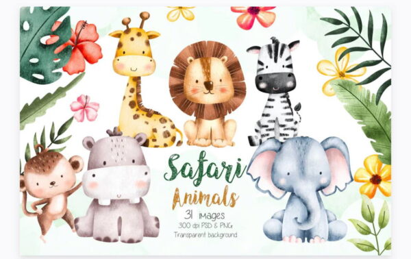 Kit Digital Safari Aquarela 1585
