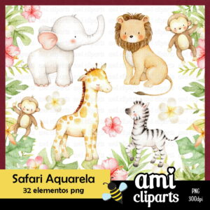 Kit Digital Safari Aquarela